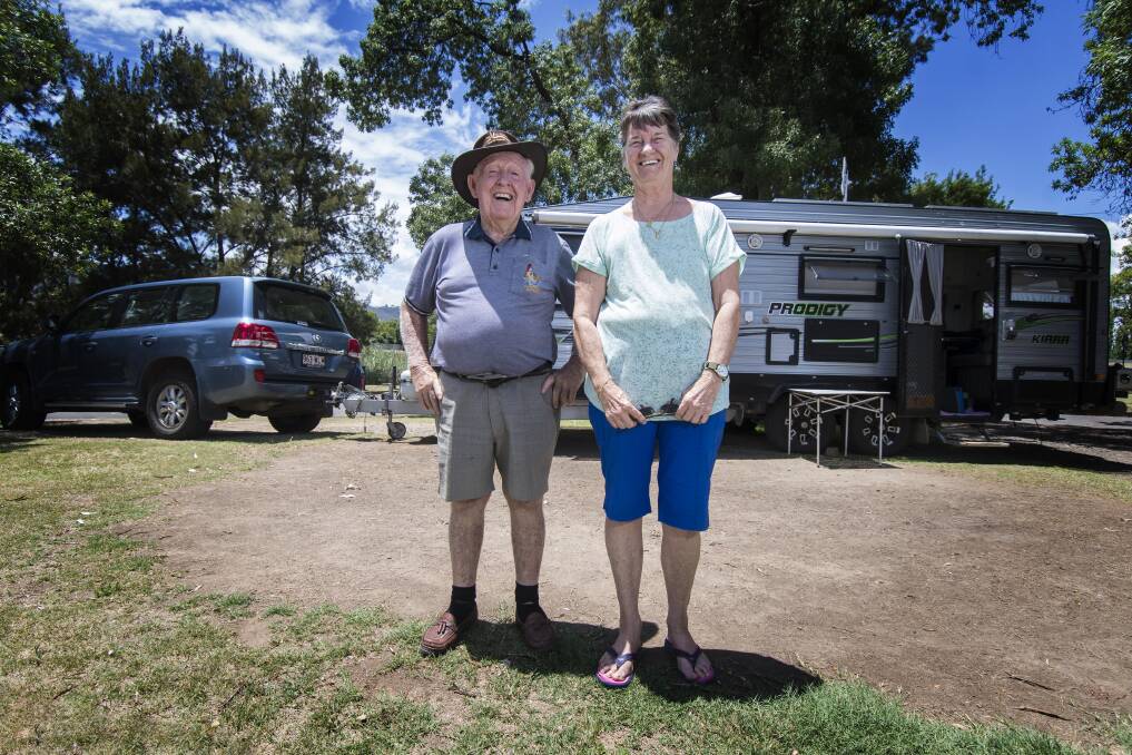 Top spot: Col and Heather Partridge get to Tamworth early every year to claim the best spot at Riverside, and have done so for 25 years. Photo: Peter Hardin