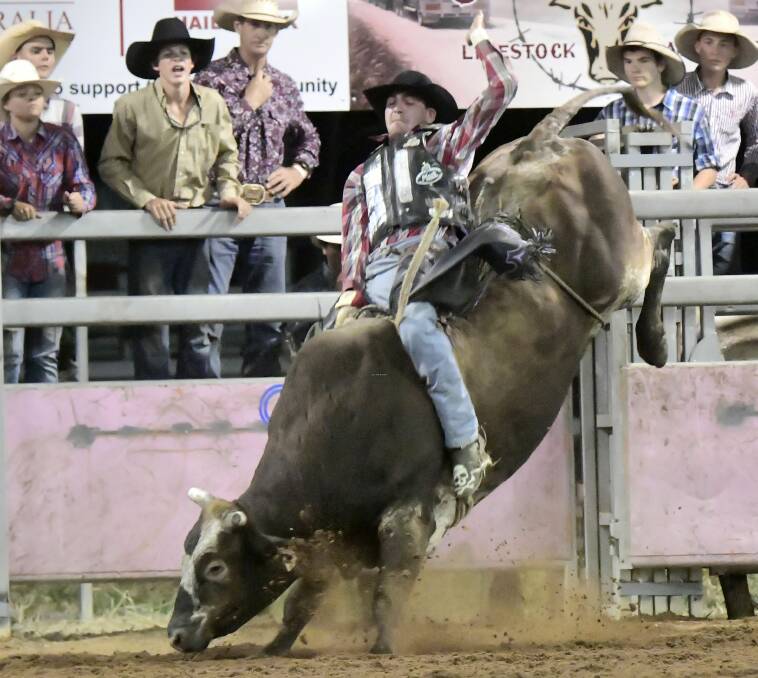 Not so little: Sonny Schafferius wrangles with Little Joe Wrangler on the APRA circuit. The Dysart cowboy is one of the favourites heading into the Mt Isa rodeo.