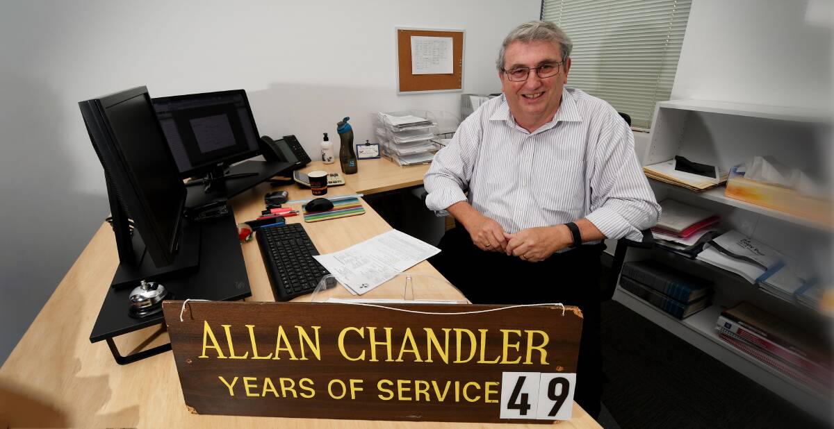 Ticking over: Allan Chandler will have clocked up 50 years of service to Kensell's Holden in January. Photo: Gareth Gardner 191217GGE002
