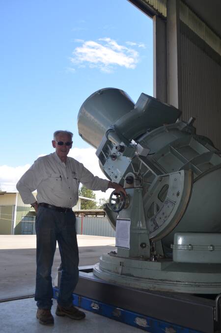 Ground control: Raymond McLaren adjusts one of only two Hewitt Cameras in the world as the Astronomy Club prepares to capture images of the super blue blood moon.