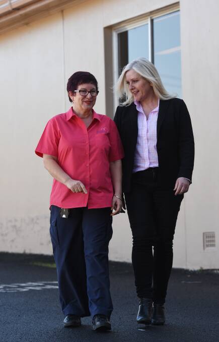 Challenge accepted: Tamworth's new McGrath breast care nurse Nerridah Prentice with Foundation director and ambassador Tracy Bevan at the announcement of the new Cancer Centre role on Tuesday. Photo: Gareth Gardner 040717