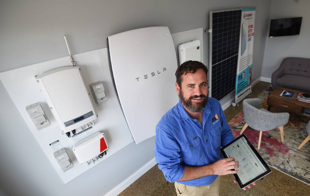 Powering ahead: Namoi Sustainable Energy director Lachlan Skinner has noticed a real boost in renewable energy interest in households around Tamworth, particularly after the black-outs throughout Summer. Photo: Gareth Gardner