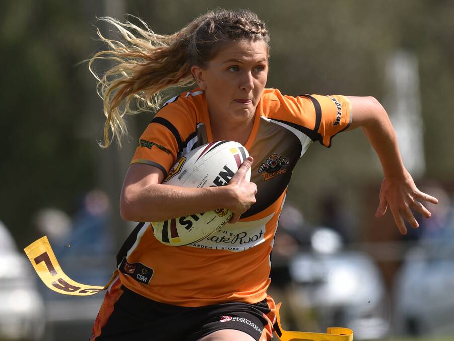 Tiger try: Alyce Walsh was Uralla's best in the final and finished as the competition's top try scorer after the two sides battled for the top all year.