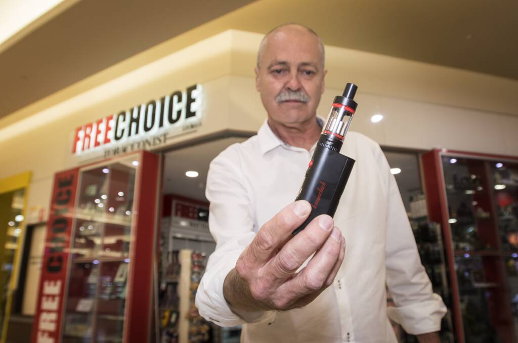 Up in smoke: Freechoice tobacconist Grahame Cook isn't concerned about the rise of e-cigarettes, but isn't big on pushes to further legislate their use either. Photo: Peter Hardin