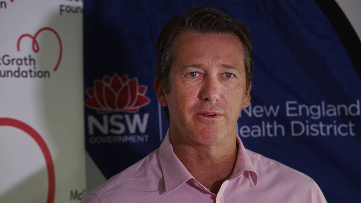 Community heard: Test great Glenn McGrath was in town on Monday to announce three years of funding for a breast care nurse to service the region. Photo: Gareth Gardner 130217