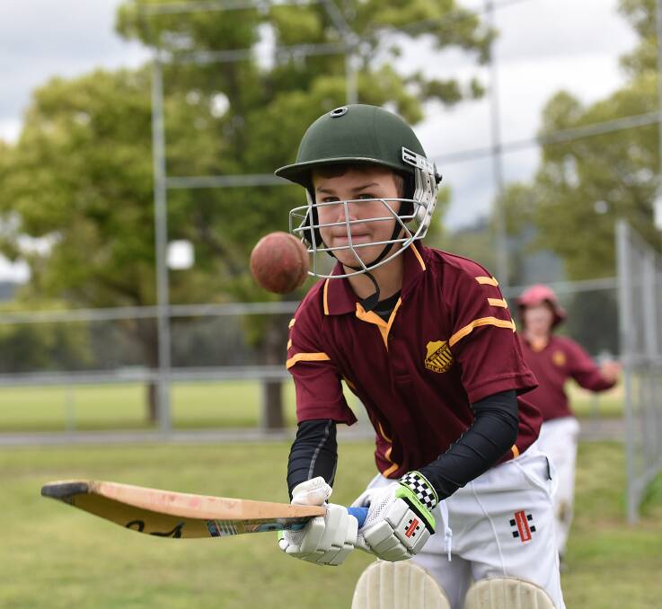 Get your eye in: Nemingha slogger Riley Gentle does some warm up on the boundary before heading to the crease in the knock-out semi-final against Ben Venue on Thursday. Photo: Gareth Gardner 220916GGB07