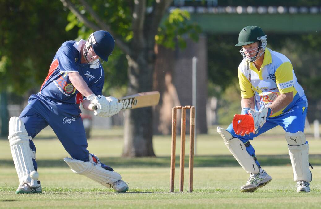 Crack: Tyson Rennie lines up a big drive in last year's T20 competition with keeper Aaron Follington hopeful of an edge as short form returns. Photo: Barry Smith