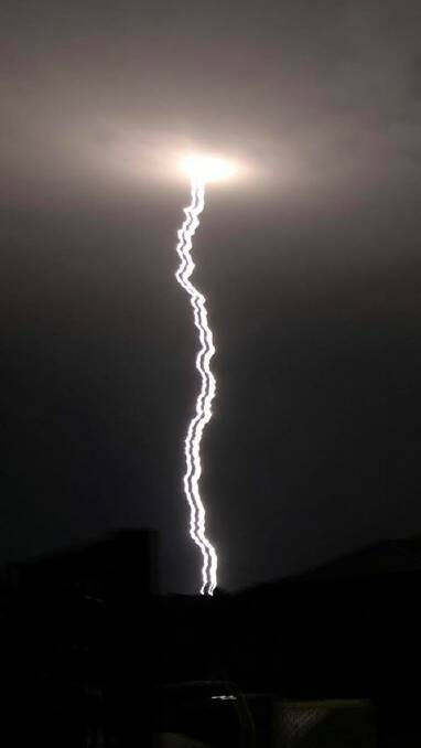 Power up: A lightning strike over Hillvue captured by Jo Anne Hester