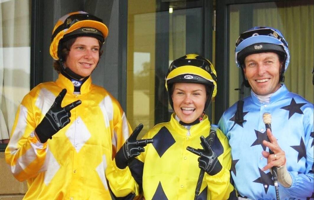 Cejay Graham (centre), pictured with brother Jesse and dad Peter, rode Do You See Kay to victory. Photo: Supplied