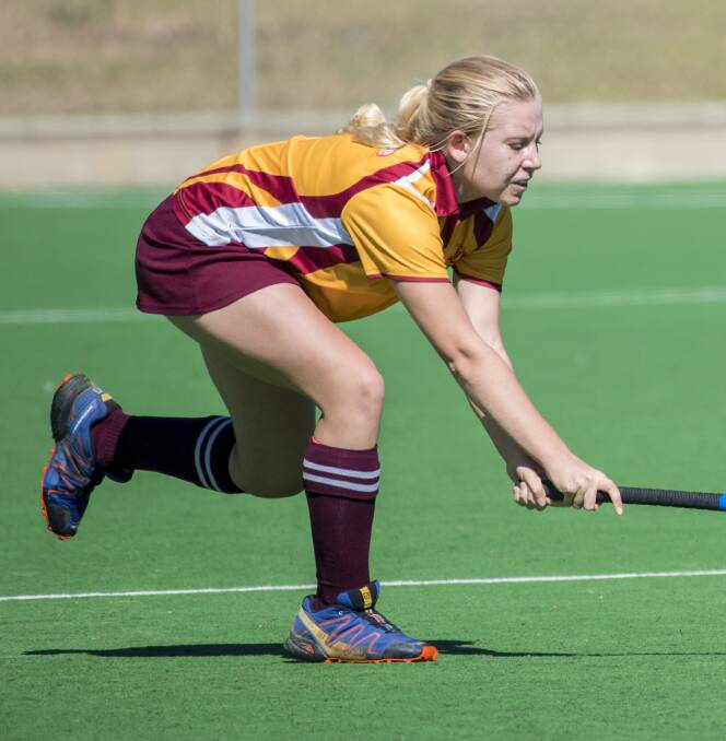 DOUBLE UP: Tudor Wests' Millie Sherwood played an instrumental role in her side's first win of the season with two goals against Olympians. Photo: Peter Hardin