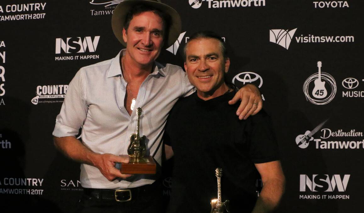 TOP SONG: Luke O'Shea and John Krsulja won Heritage Song of the Year, for The Old Man's Shed at the Toyota Golden Guitar Awards.