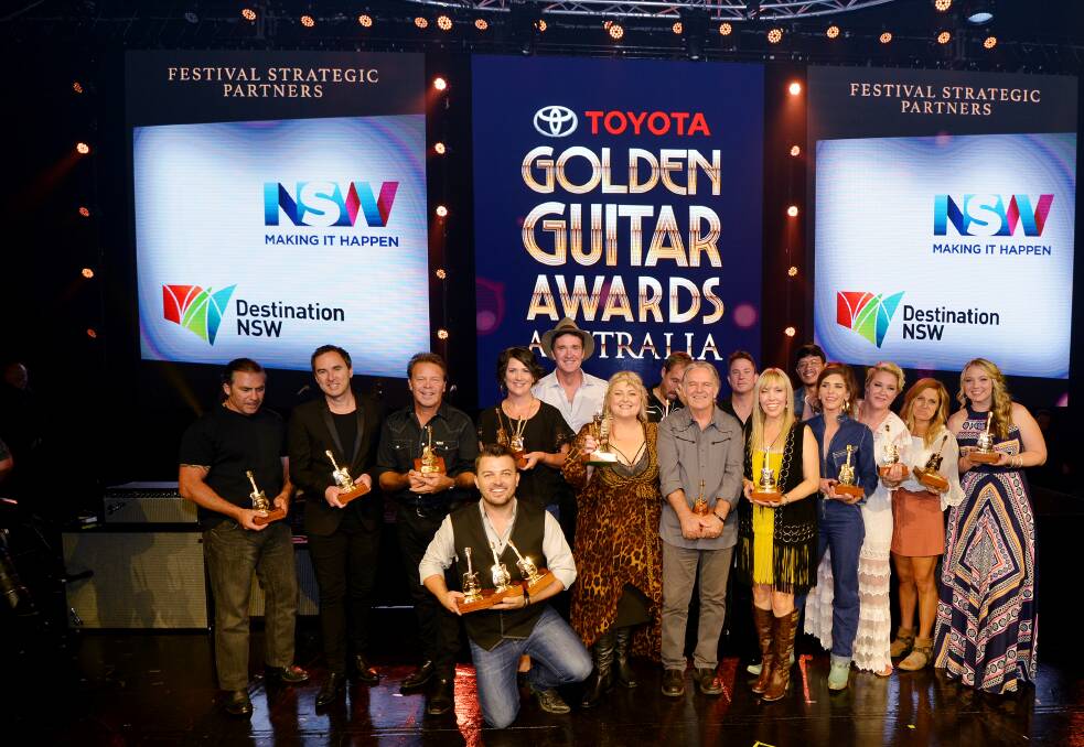 GOLDEN NIGHT: At the end of the night there were plenty of smiles among the winners of this year's Toyota Golden Guitar Awards. Picture: Gareth Gardner