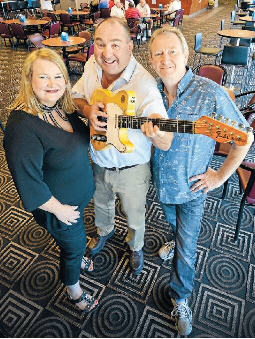 ON SONG: The CCMA’s Tracy Coster and Steve Newton, right, with South Tamworth Bowling Club CEO Owen Walker.