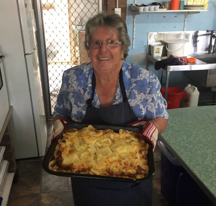 BOUNCING BACK: Bertha Reeves was back to work on the first day of this year's Guyra Lamb and Potato Festival. Photo: Rachel Baxter