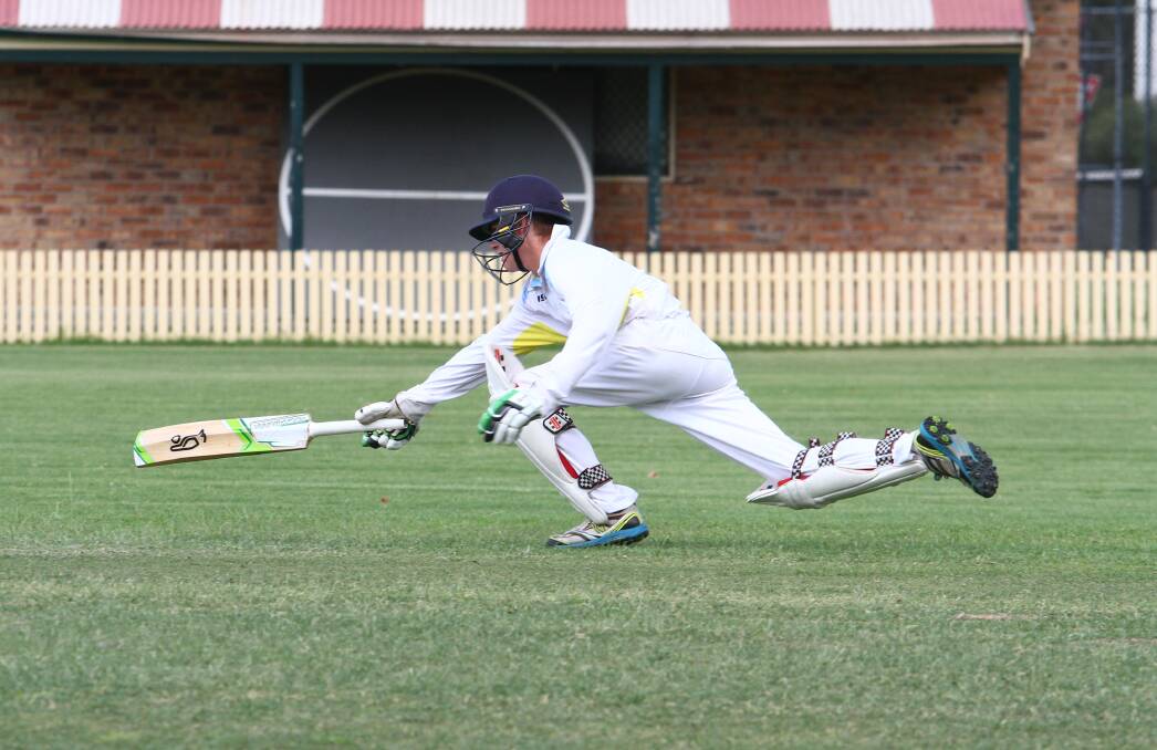 THE END IS NIGH: Tamworth Blue's Ryan Rogers is run out for two. Photo: Mark Bode 