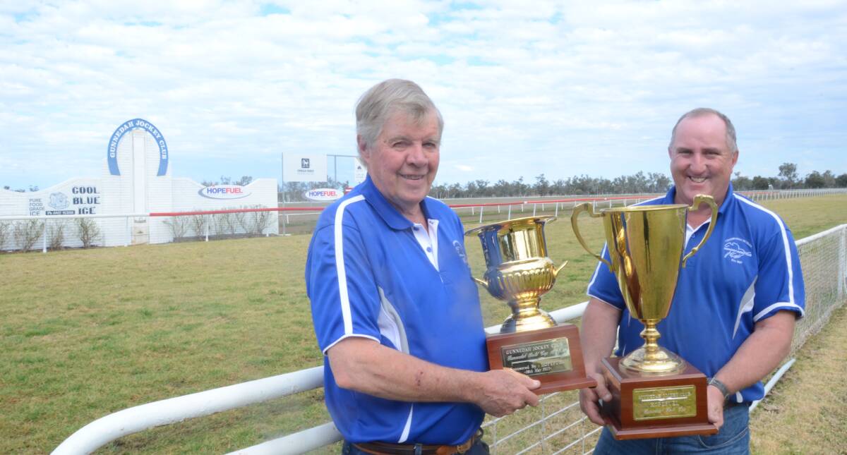 HARD SLOG: Gunnedah Jockey Club president Kevin Edmonds and secretary-manager Mark Storey will oversee the Gunnedah Cup on Monday after it was washed out in May. 