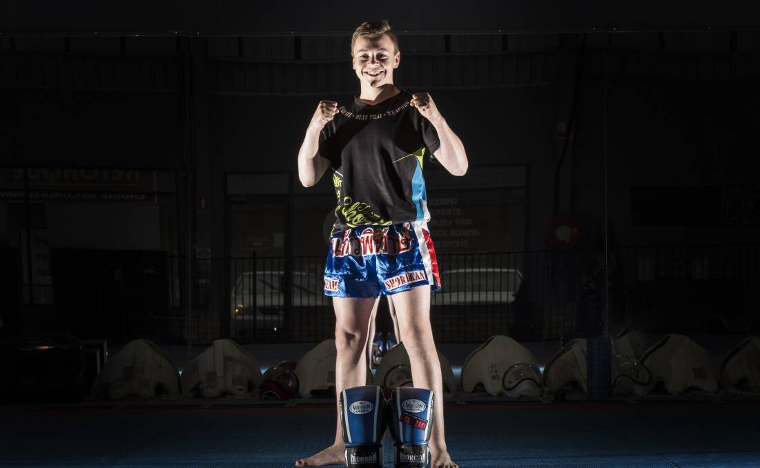 AMBITIOUS: Tamworth's teenage muay thai fighter Josh McCulloch is at the start of what he hopes will be a dream-fulfilling adventure. Photo: Peter Gardner. 280617PHE003