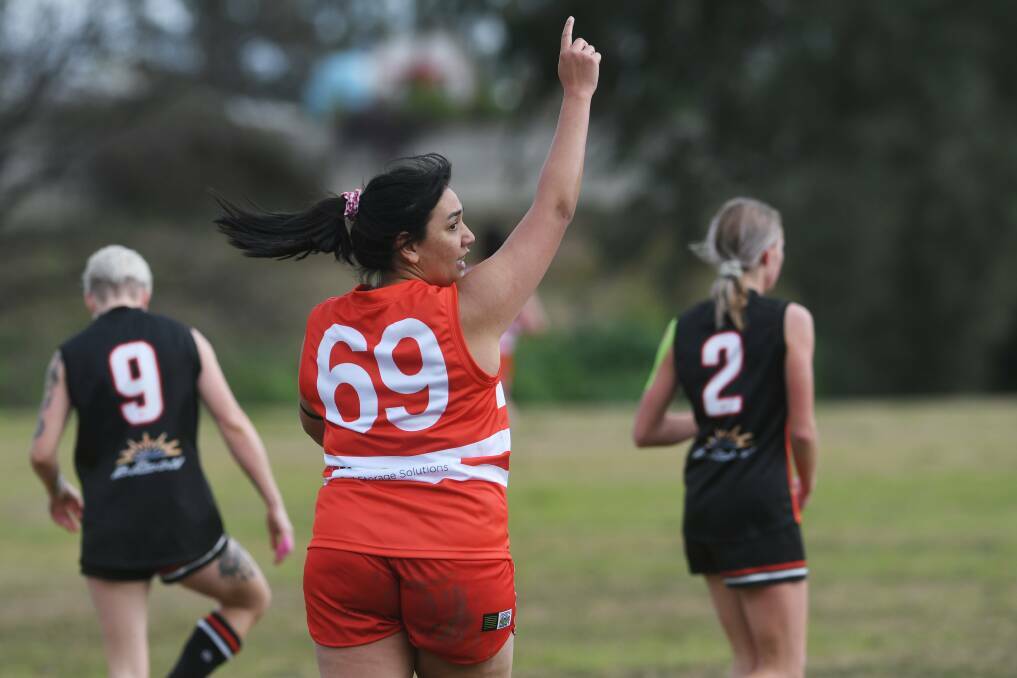 "She brings positivity and laughs with every game," Nathalie Joice, the driving force behind the formation of the Swans women, said of Simmons in 2020. Picture by Gareth Gardner