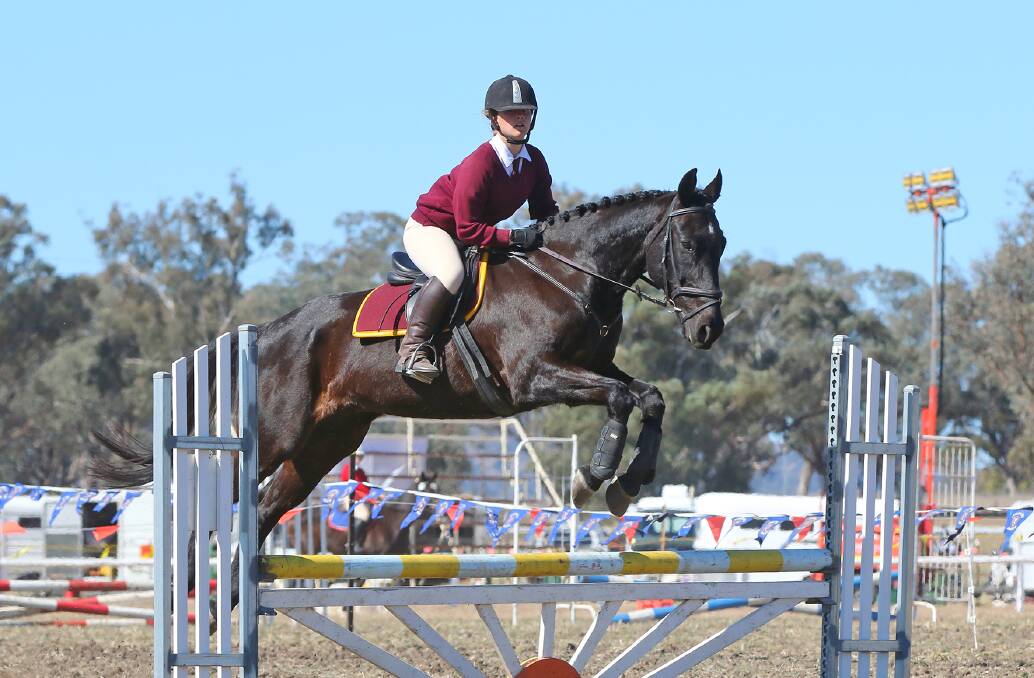 HIGH ACHIEVER: Quirindi High student Jordie Thompson and her horse Pepsi delivered at the Liverpool Plains Equestrian Interschool’s Horse Sports event.