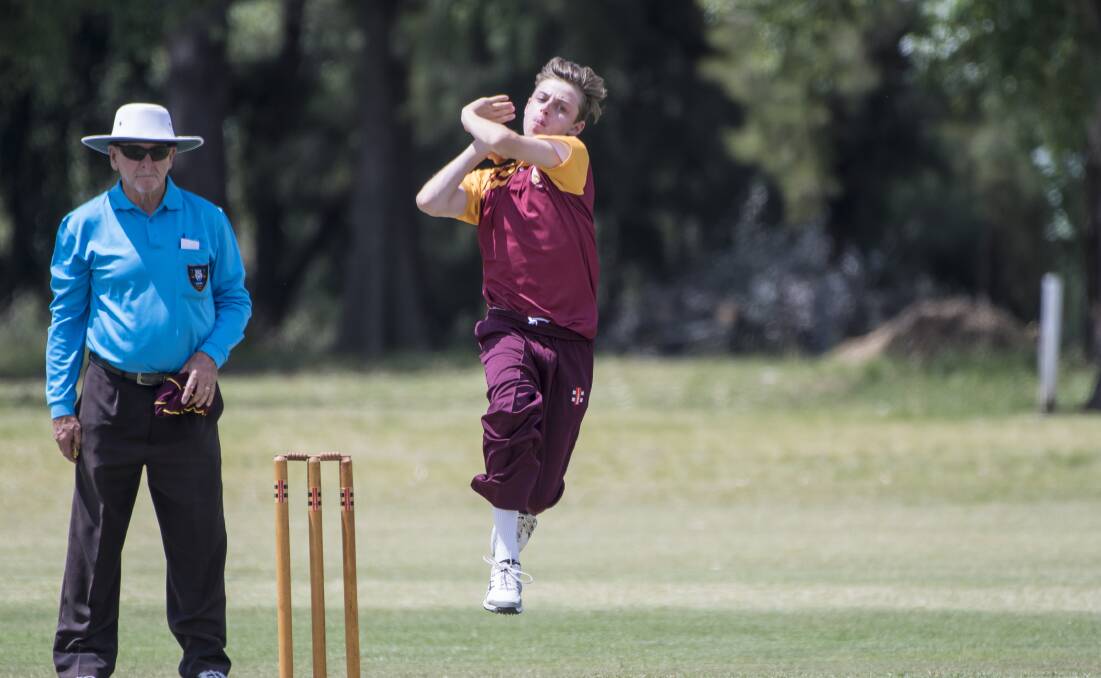 THE ROOKIE: City United teen Joey Mead hunts for a wicket. Photo: Peter Hardin