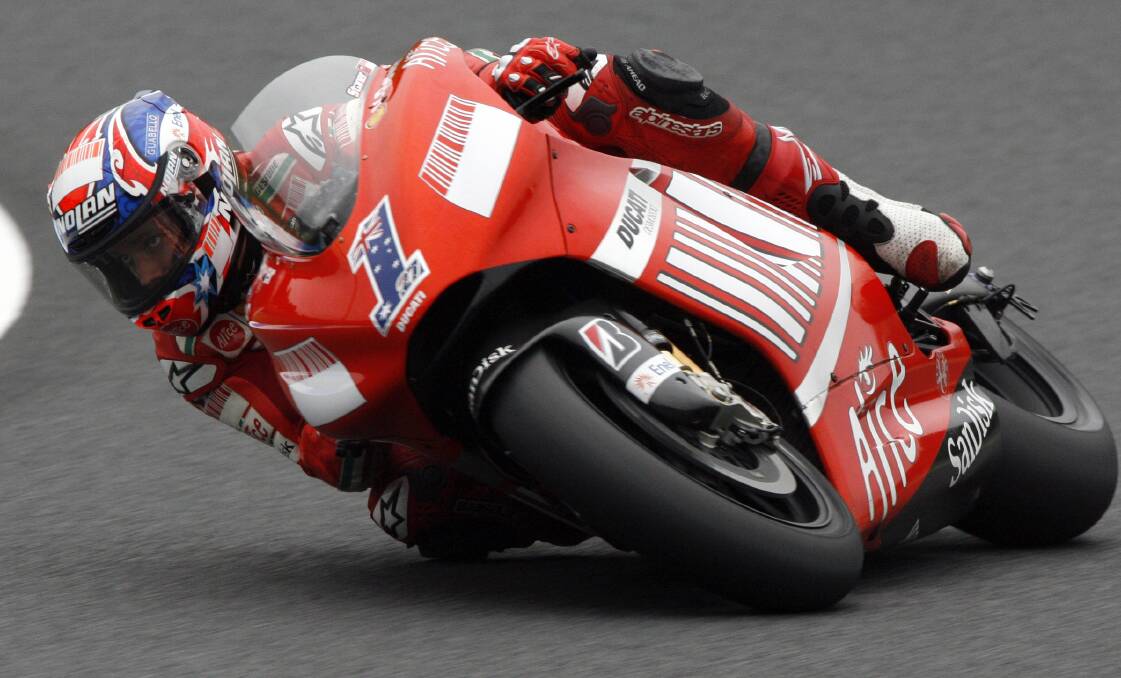 Stoner at the Japanese Motorcycle Grand Prix in 2008. Photo: AP 