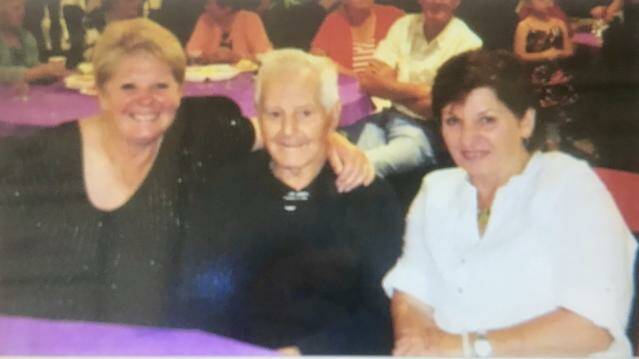 FAMILY: Merv with his daughters, Lesley Jeffriess (left) and Marion Reid.