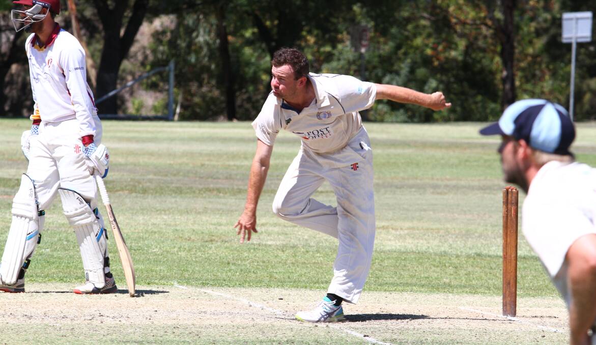 SEASONED: Angus McNeill bends the back on a day when he claimed 2-47 off 16 overs. Photo: Mark Bode