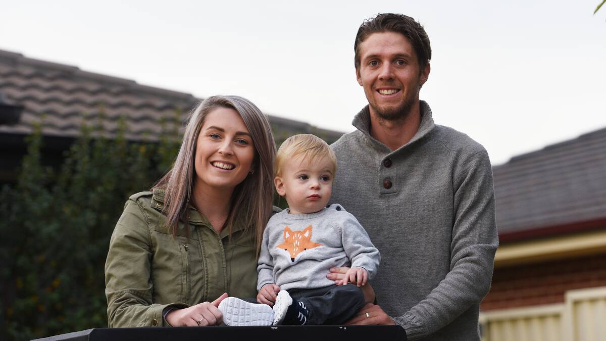 BIG CHANGE: Tamworth's Sam Spokes is trying to adjust to life after his pro cycling career suddenly ended. Luckily, he has wife Katelyn and son Finley in his corner. Photo: Gareth Gardner