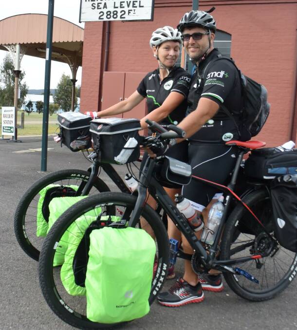 High road: Mel Behrens-Macaulay and Andrew Macaulay have hit the New England Highway on their long journey to raise awareness for a rare disease. Photo: Donna Ward.