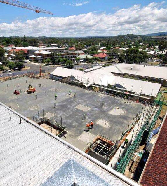 HOSPITAL PROGRESS: The concrete pour on the second floor of the $60 million Armidale Hospital redevelopment has been completed.