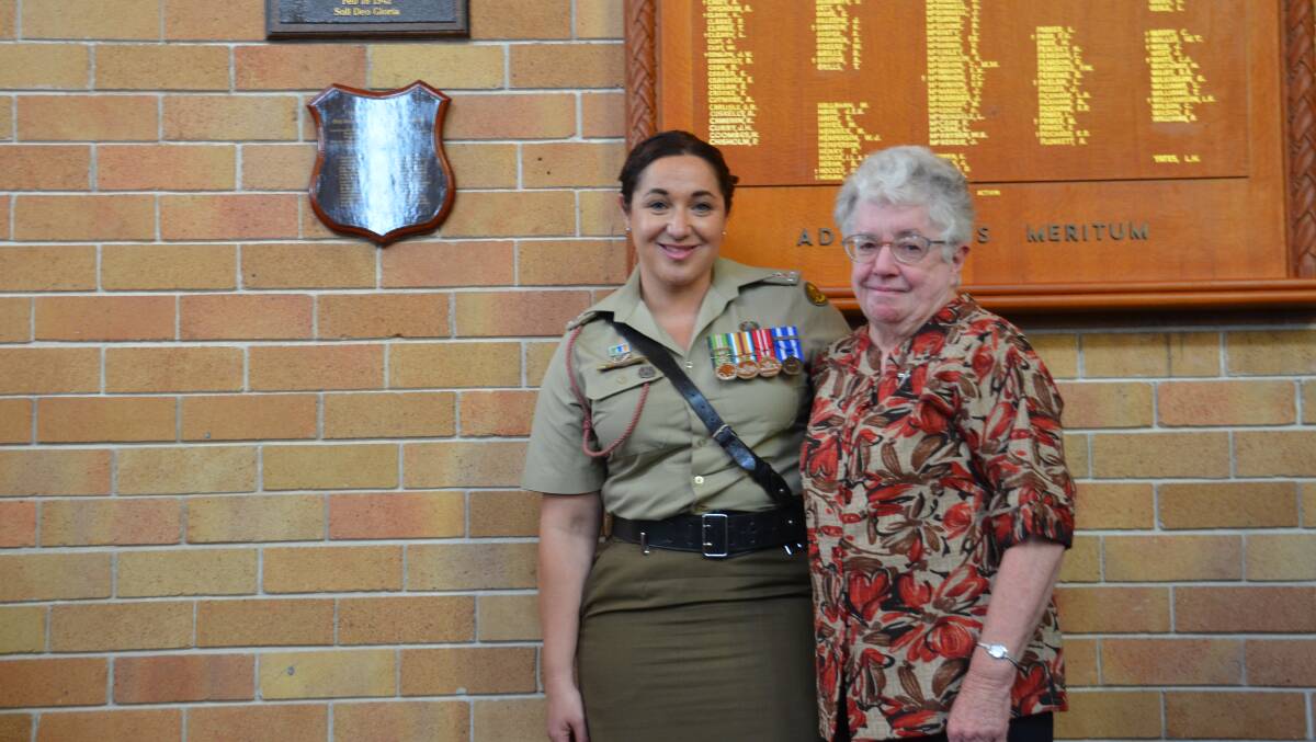 REMEMBER: Major Major Erica Van Ash and Mary Talty unveil a plaque to honour a late war nurse who was killed in the Bangka Island Massacre in 1942.