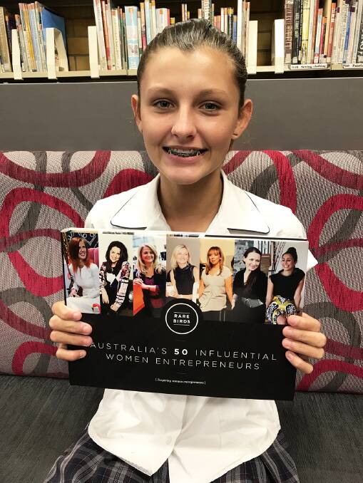 Year 8, Quirindi High School student, Zoe Burston was thrilled to be pictured with a copy of the book ‘Australia’s 50 Influential Women Entrepreneurs’ released by her Aunty, Jo Burston.