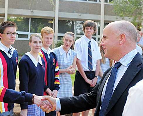 MEET AND GREET: Education minister Adrian Piccoli, pictured meeting Oxley High School SRC and student leaders in 2012, has announced the biggest overhaul of the HSC in almost 20 years.