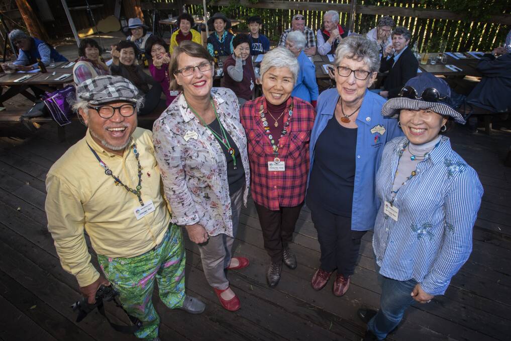 NEW FRIENDS: Charles Park, Eunice Holdord, Hyang Hee Jeong, Annette Watson and Jee Young Shim tour Tamworth and the New England as part of the Friendship Force exchange. Photo: Peter Hardin, 24-05-17