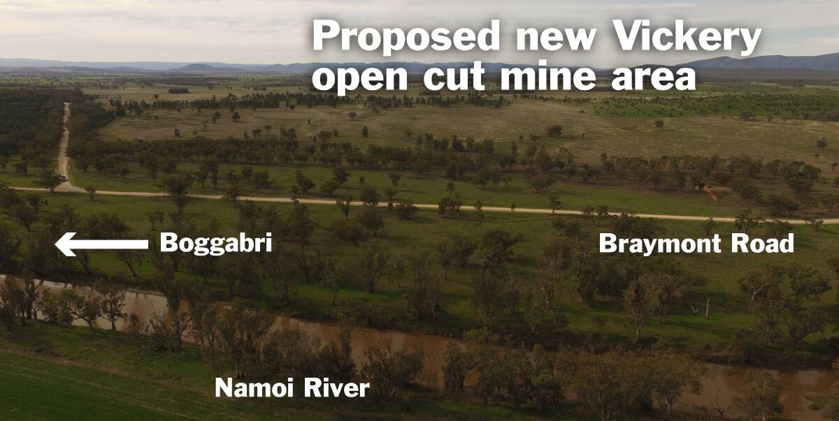 EXTENSION: New mining areas are being proposed for the Vickery mine, including one section believed to be within 500m of the Namoi River. Nearby farmers have formed a group to raise awareness about the potential impacts.
