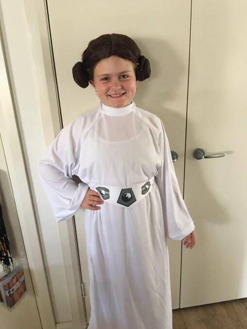 Tamworth local dresses up as Princess Leia for her Star Wars-themed 9th birthday party. Photo: Kellie Stewart