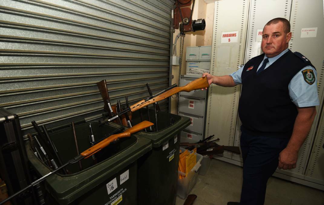 TURNED IN: Oxley acting Superintendent Jeff Budd said more than 200 firearms whad been handed in to police during the amnesty by August. Photo: Gareth Gardner
