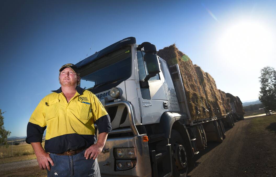 TRUCKING: Paul Tongue heads off on the fodder drive from Tamworth to Coolah. Photo: Gareth Gardner