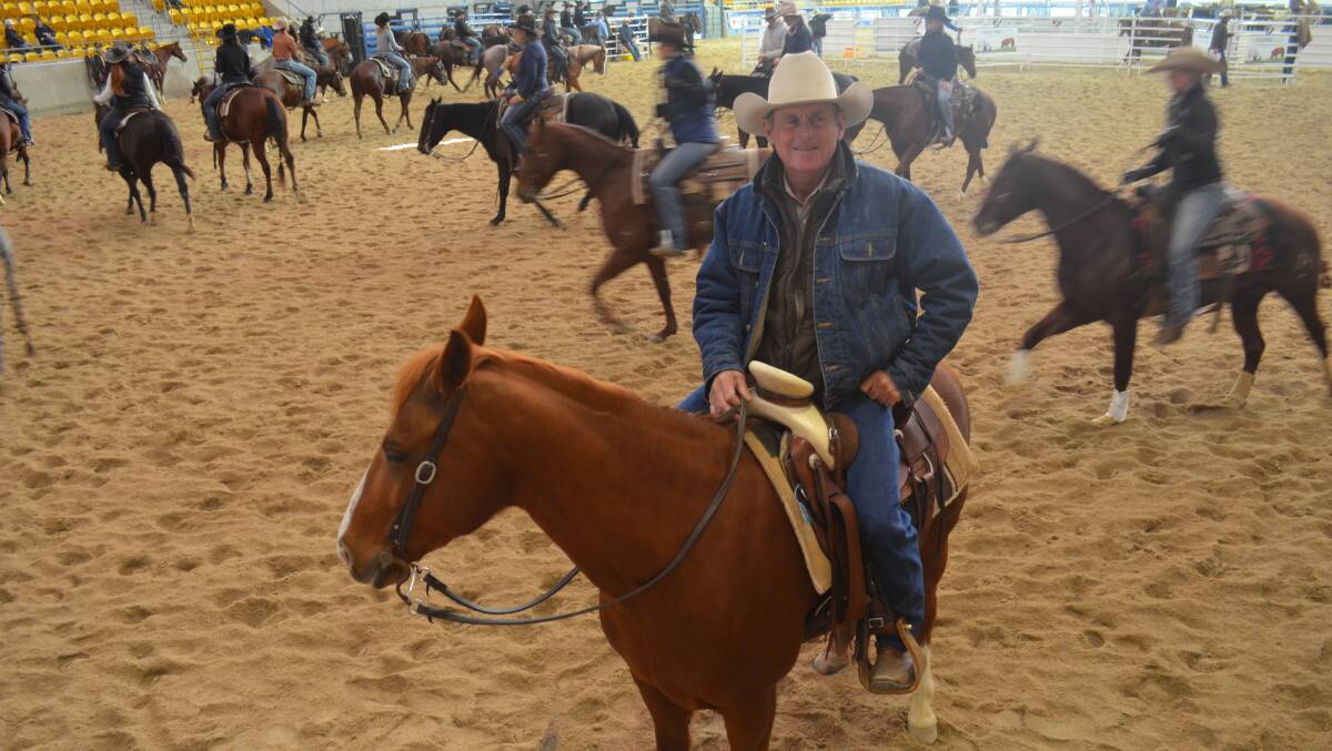 COWBOY: Graham Amos celebrates his 73rd birthday by competing in the 44th NCHA Futurity under way at AELEC. Photo: Ella Smith