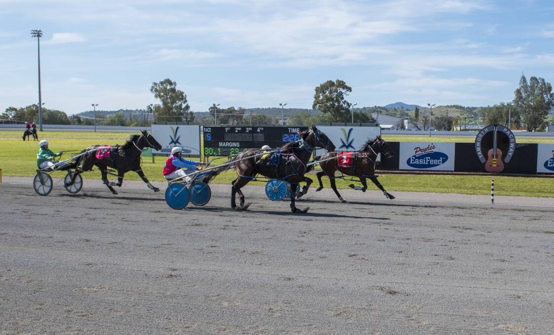 ON THE RUN: Michael Grima rides Bay mare Iownaturbo to victory in race five of the  Premiership Presentation Day. Photo: Peter Hardin 021016PHB040
