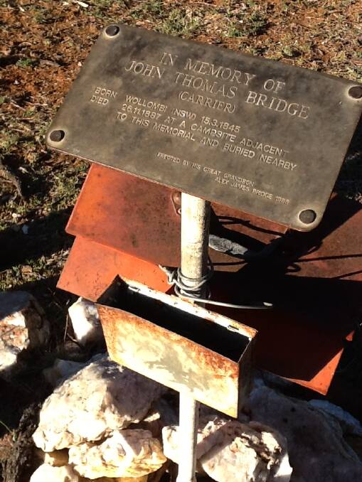 The gravesite and plaque of former Quirindi man John Thomas Bridge.