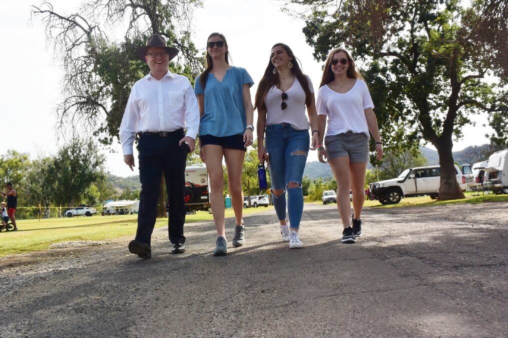 IN TIME: Tamworth Regional Council general manager Paul Bennett with students Emily Hollins, Andie Lagrone and KK Savage. Photo: Ella Smith