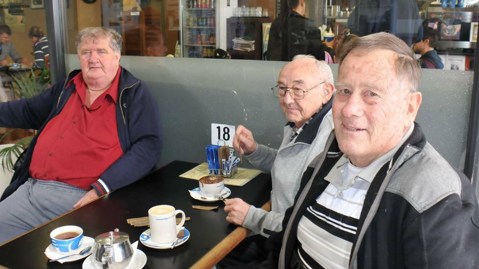 POVERTY LINE: Pensioners Garry Carson, Colin Cox and Frank Zielinski discuss the Age Pension.