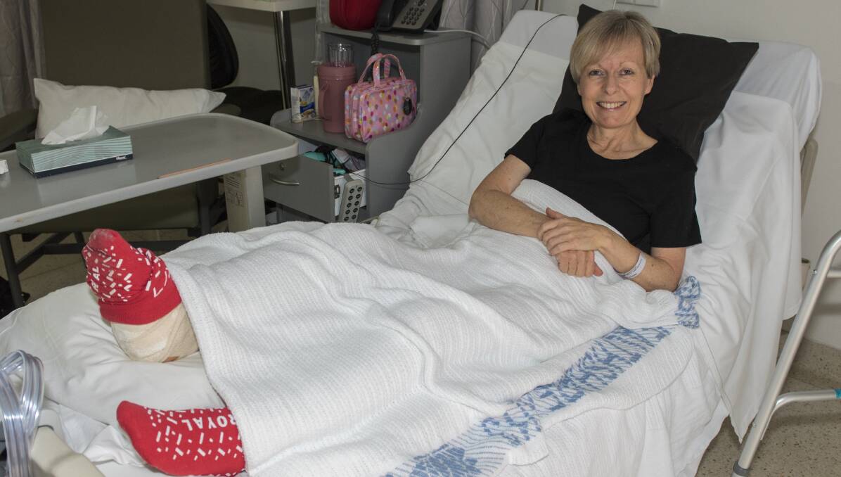 ON THE MEND: Tamworth woman Jeannine Lewis is recovering in hospital after an horrific hit and run last week. She is sharing her story to promote road safety awareness. Photo: Peter Hardin 171016PHD003