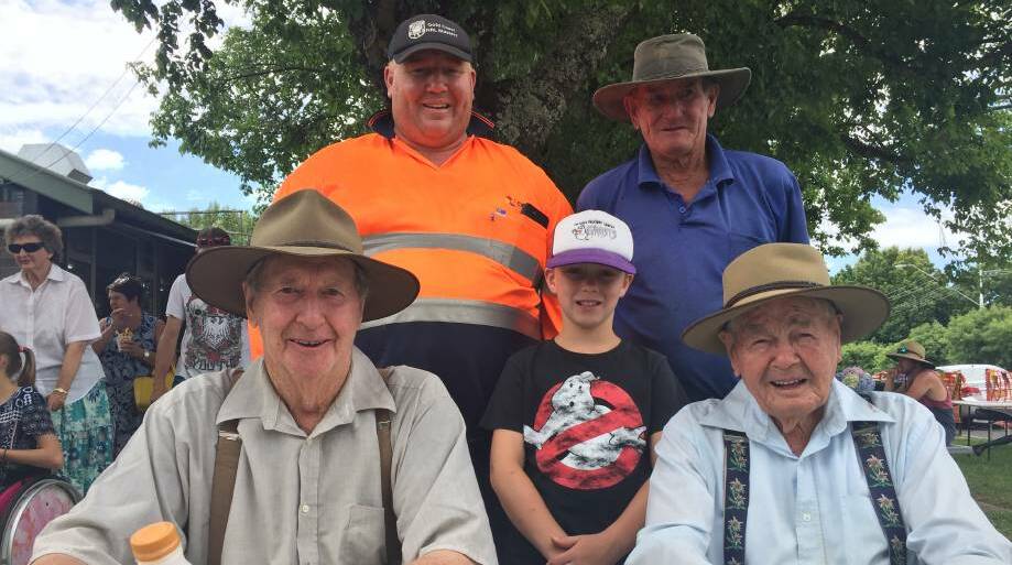 Four generations: Charlie Looker and Frank Presnell (front) with Peter Presnell, Jason Mowbray and his grandfather Barry Presnell.