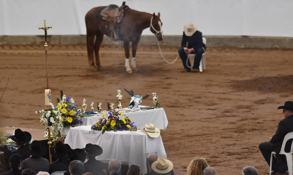 REMEMBERED: More than 1000 family and friends farewell Tamworth rodeo star, 23-year-old Blake Hallam, at AELEC. Blake is remembered as a champion both inside and outside the arena. Photo: Peter Hardin 120916GGA29