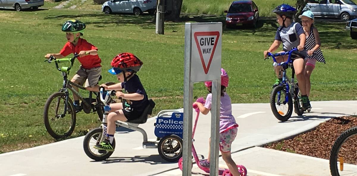 ON YOUR BIKES: Kids test out the new road safety park in Manilla. It officially opened on Sunday after 18 months in the works. Photo: Contributed