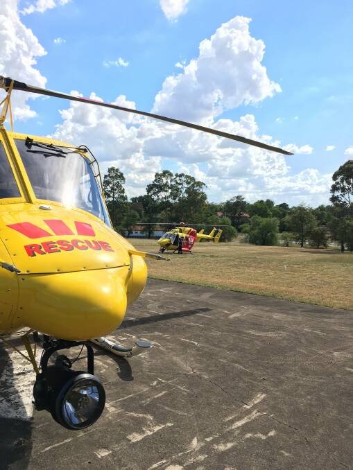 Two airlifted: The male drivers of both vehicles were airlifted by the Westpac Rescue Helicopters from both Tamworth and Newcastle to John Hunter Hospital. Photo: Westpac Rescue Helicopter