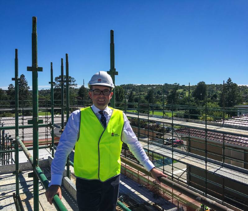 ON THE GO: Northern Tablelands MP Adam Marshall tours the Armidale hospital site to inspect the  progress made since the sod-turning in November last year.