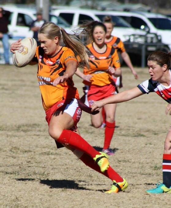 DANGER ALERT: Brooke Doyle will play for the Uralla Tigers in rugby league nines action in Tamworth on Saturday. 
